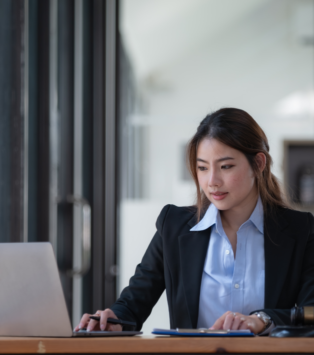 Lawyer using secure court document translations with encryption and NDA protection for privacy and compliance.